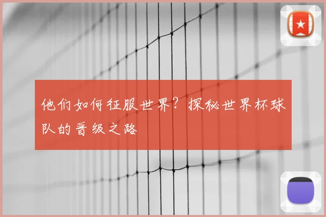 他们如何征服世界?探秘世界杯球队的晋级之路